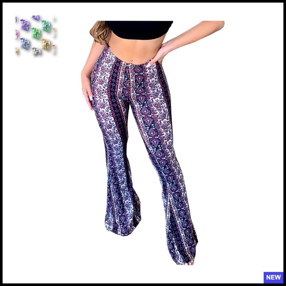 Boho Flare Leggings High Waisted Palazzo Yoga Pants Stretchy Wide Leg